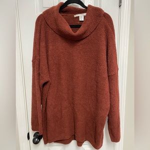 Max Studio fuzzy, Sherpa cowl neck tunic, dark deep burgundy nwot 2x